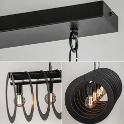 Straluma Mat zwart metalen hanglamp Rings><noscript><img width=
