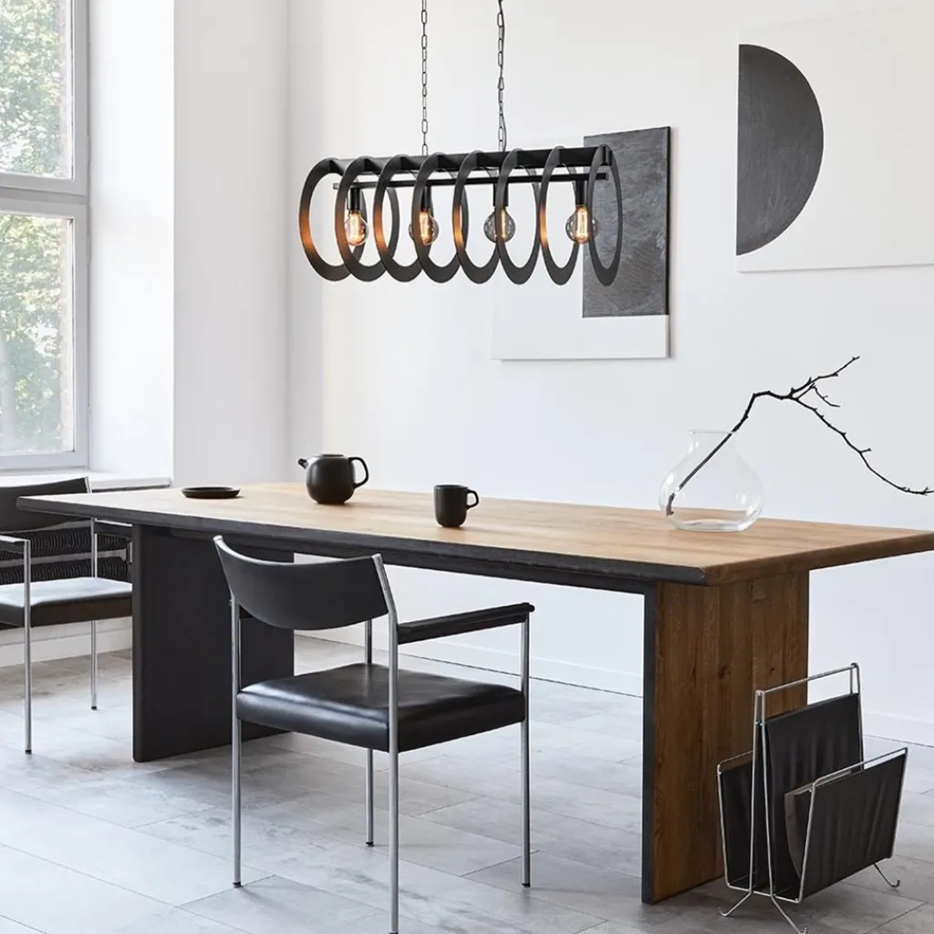 Straluma Mat zwart metalen hanglamp Rings> Eettafellampen|Keukenverlichting