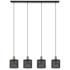 Straluma Mat zwarte eettafelhanglamp cilinder kappen met goud> Eettafellampen|Pendel Lampen