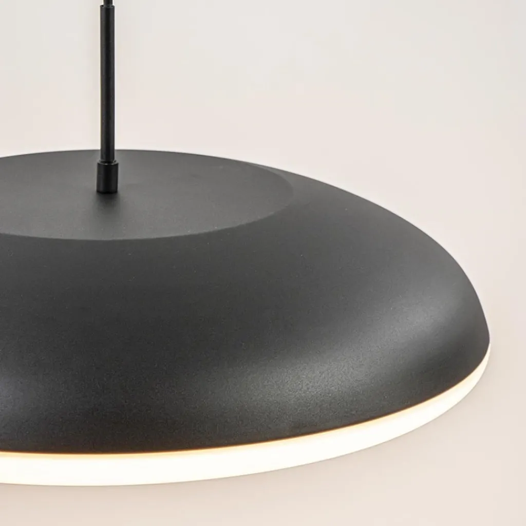 Straluma Mat zwarte hanglamp koepel met witte kap> Eettafellampen|Eetkamerverlichting