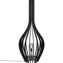 Straluma Mat zwarte houten vloerlamp kegel groot> Vloerlampen|Botanische Verlichting