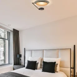 Straluma Mat zwarte LED plafondlamp met goud></noscript> Plafondlampen|Woonkamerlampen