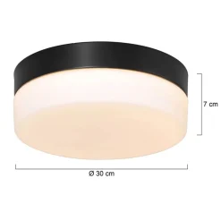 Straluma Mat zwarte LED plafondlamp met wit glas IP44 dimbaar><noscript><img width=