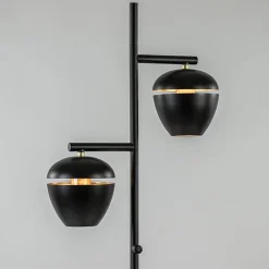 Straluma Mat zwarte 2-lichts vloerlamp met gouden accenten></noscript> Woonkamerlampen|Slaapkamerlampen