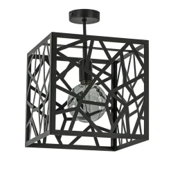 Straluma Mat zwarte plafondlamp metaal met vierkante kap> Plafondlampen|Landelijke Verlichting