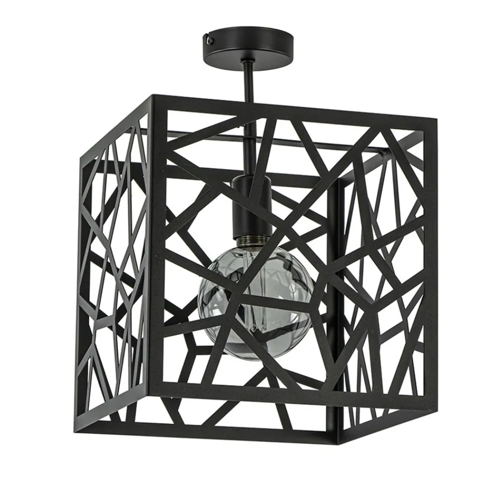 Straluma Mat zwarte plafondlamp metaal met vierkante kap> Plafondlampen|Landelijke Verlichting