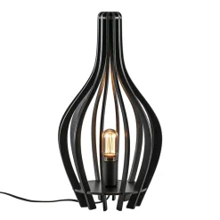 Straluma Mat zwarte tafellamp houten kegel> Tafellampen|Botanische Verlichting