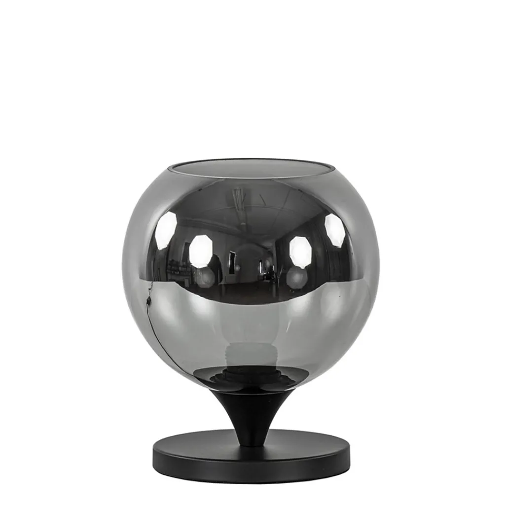 Straluma Mat zwarte tafellamp met smoke/titanium bol klein> Tafellampen|Luxe Verlichting