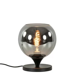 Straluma Mat zwarte tafellamp met smoke/titanium bol klein> Tafellampen|Luxe Verlichting