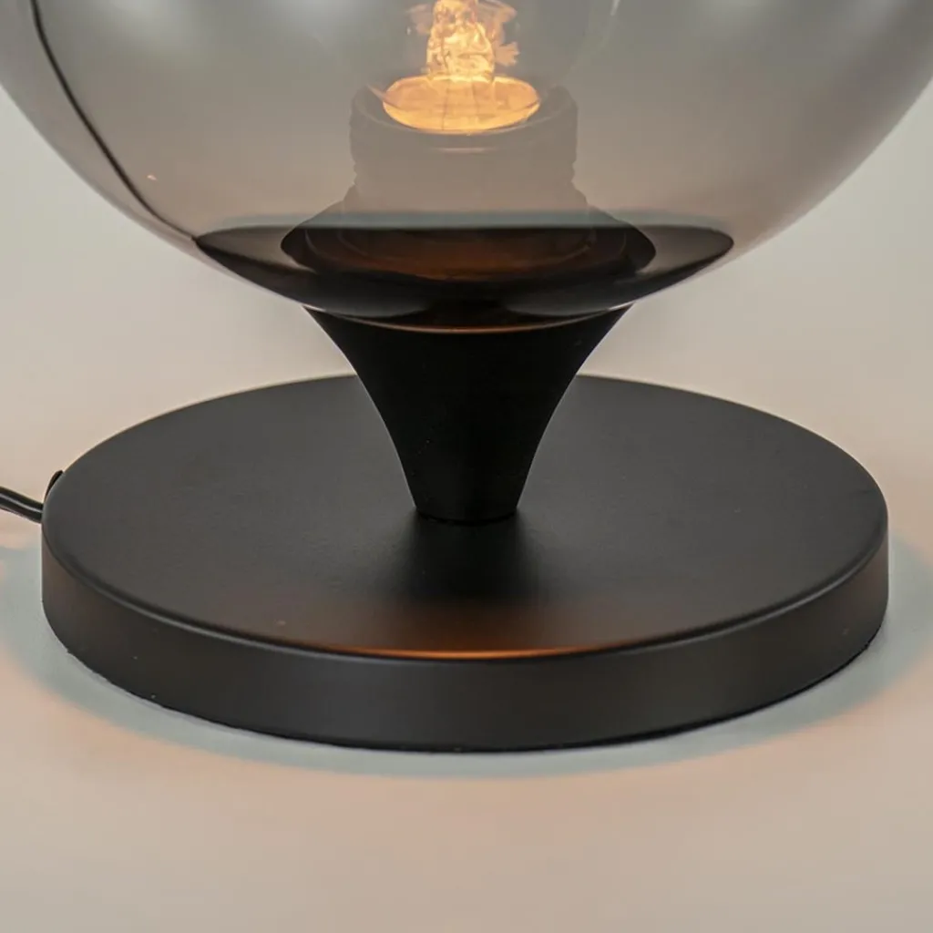 Straluma Mat zwarte tafellamp met smoke/titanium bol klein> Tafellampen|Luxe Verlichting
