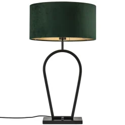 Straluma Mat zwarte tafellamp met kap velours groen> Tafellampen|Schemerlampen