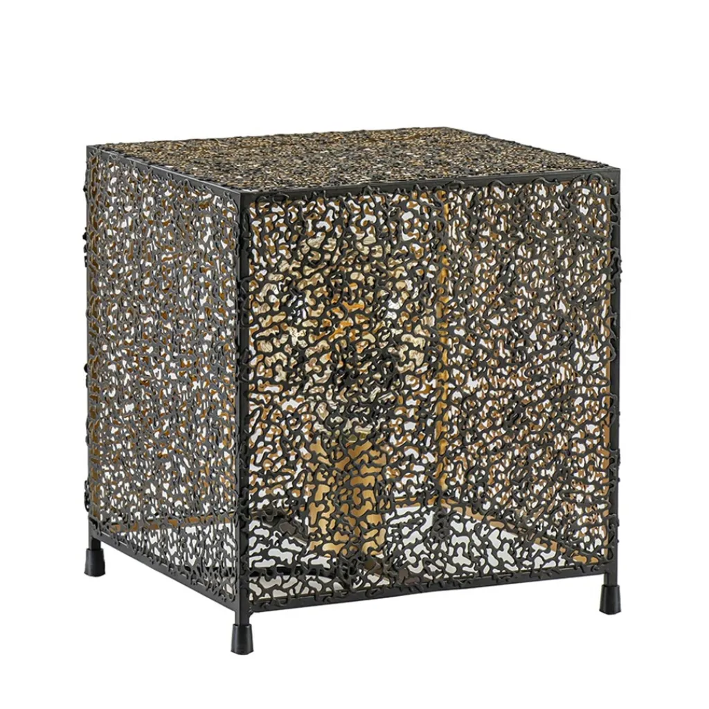 Straluma Mat zwarte tafellamp met goud vierkant> Tafellampen|Scandinavische Verlichting