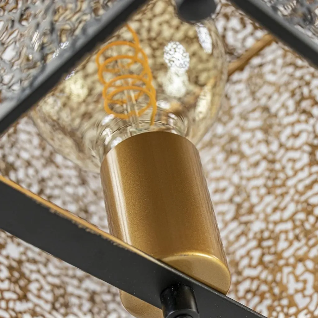 Straluma Mat zwarte tafellamp met goud vierkant> Tafellampen|Scandinavische Verlichting