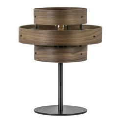 Straluma Mat zwarte tafellamp met walnoot houten kap> Woonkamerlampen|Slaapkamerlampen