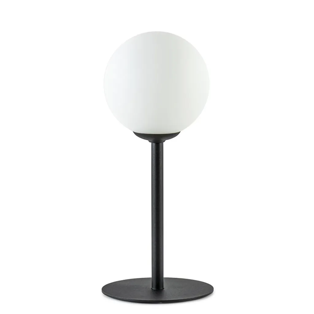 Straluma Mat zwarte tafellamp met witte glazen bol> Tafellampen|Industriële Verlichting