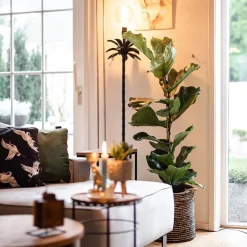 Straluma Mat zwarte vloerlamp Armata met palmbladeren><noscript><img width=