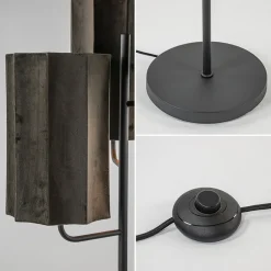 Straluma Mat zwarte vloerlamp Edisa met velvet bruine kappen><noscript><img width=