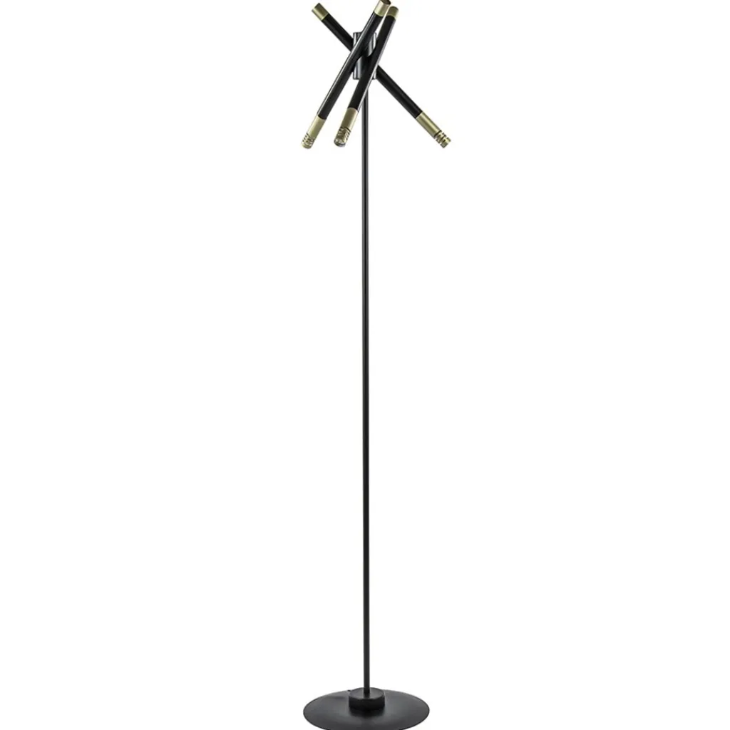 Straluma Mat zwarte vloerlamp G9 met gouden accenten> Vloerlampen|Landelijke Verlichting