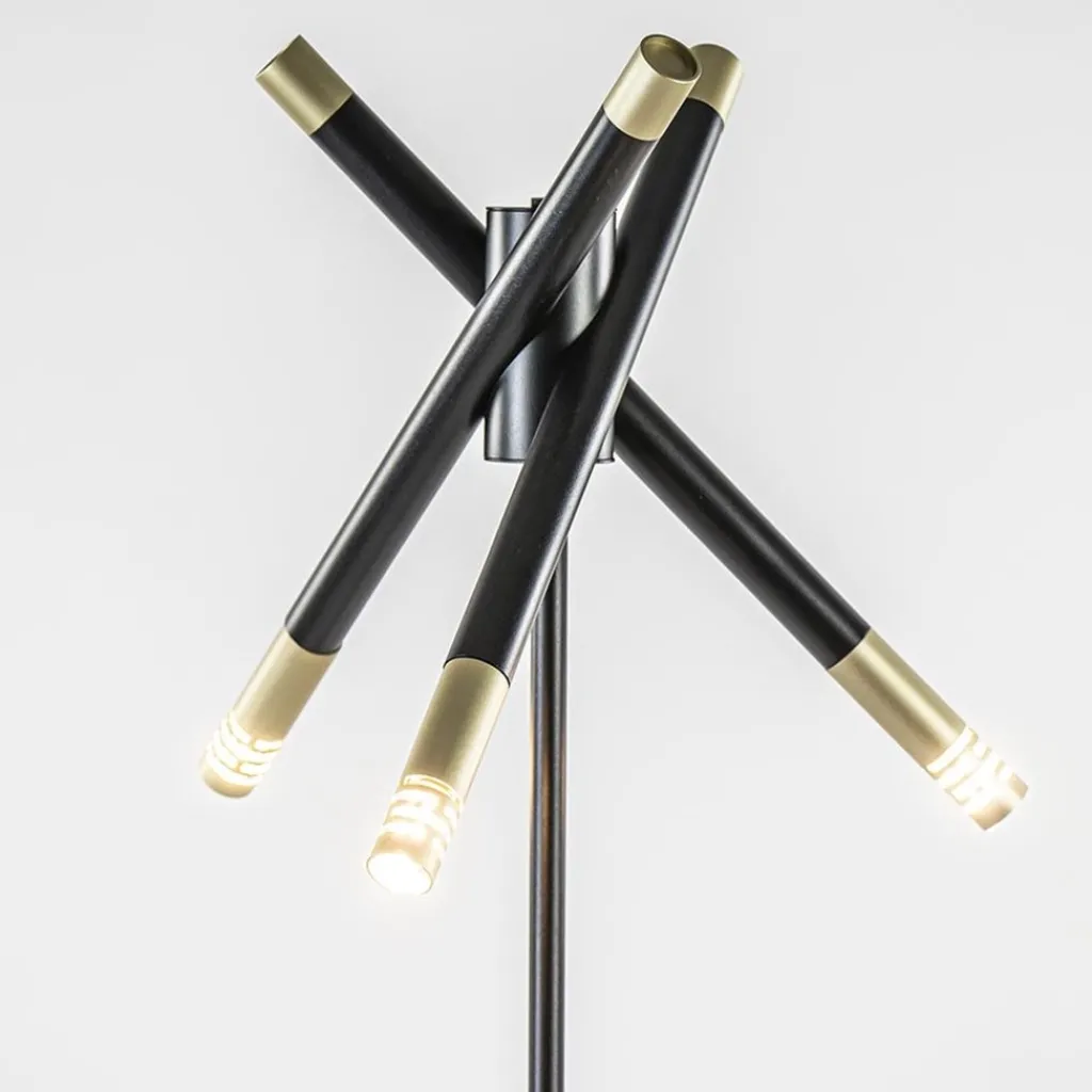 Straluma Mat zwarte vloerlamp G9 met gouden accenten> Vloerlampen|Landelijke Verlichting