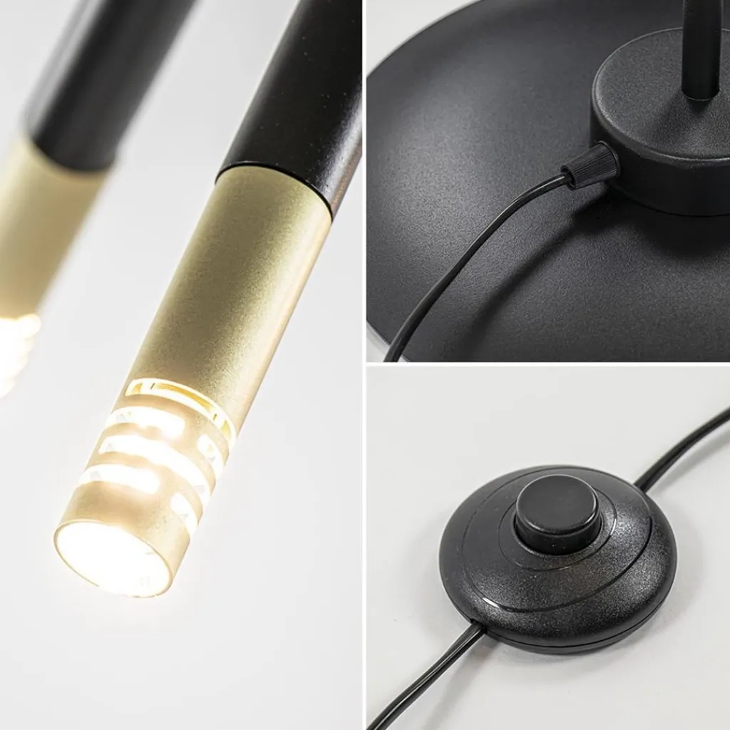 Straluma Mat zwarte vloerlamp G9 met gouden accenten> Vloerlampen|Landelijke Verlichting