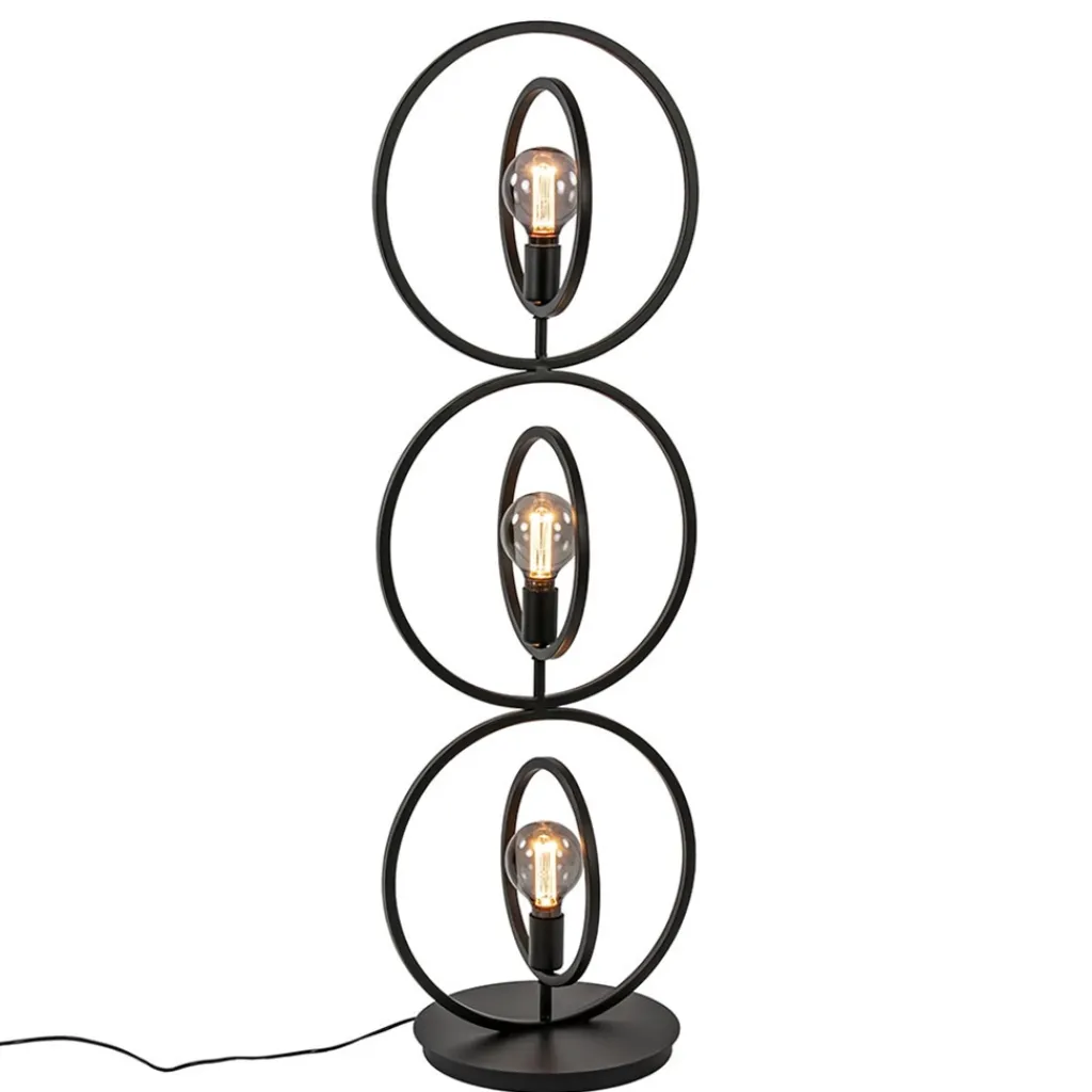 Straluma Mat zwarte vloerlamp rings> Vloerlampen|Industriële Verlichting