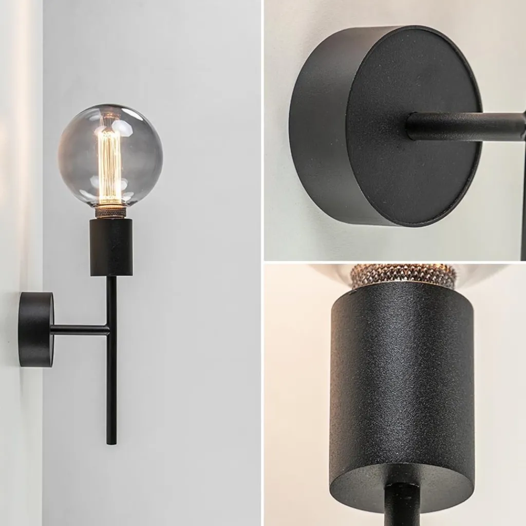 Straluma Mat zwarte wandlamp exclusief lichtbron> Wandlampen|Retro Verlichting
