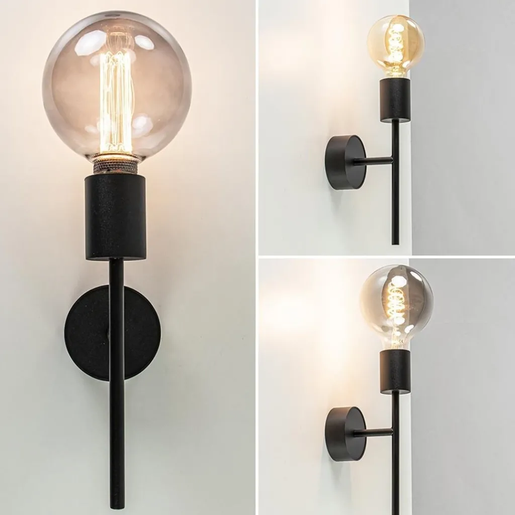 Straluma Mat zwarte wandlamp exclusief lichtbron> Wandlampen|Retro Verlichting