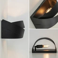 Straluma Mat zwarte wandlamp half rond E14><noscript><img width=