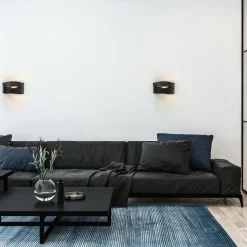 Straluma Mat zwarte wandlamp half rond E14><noscript><img width=