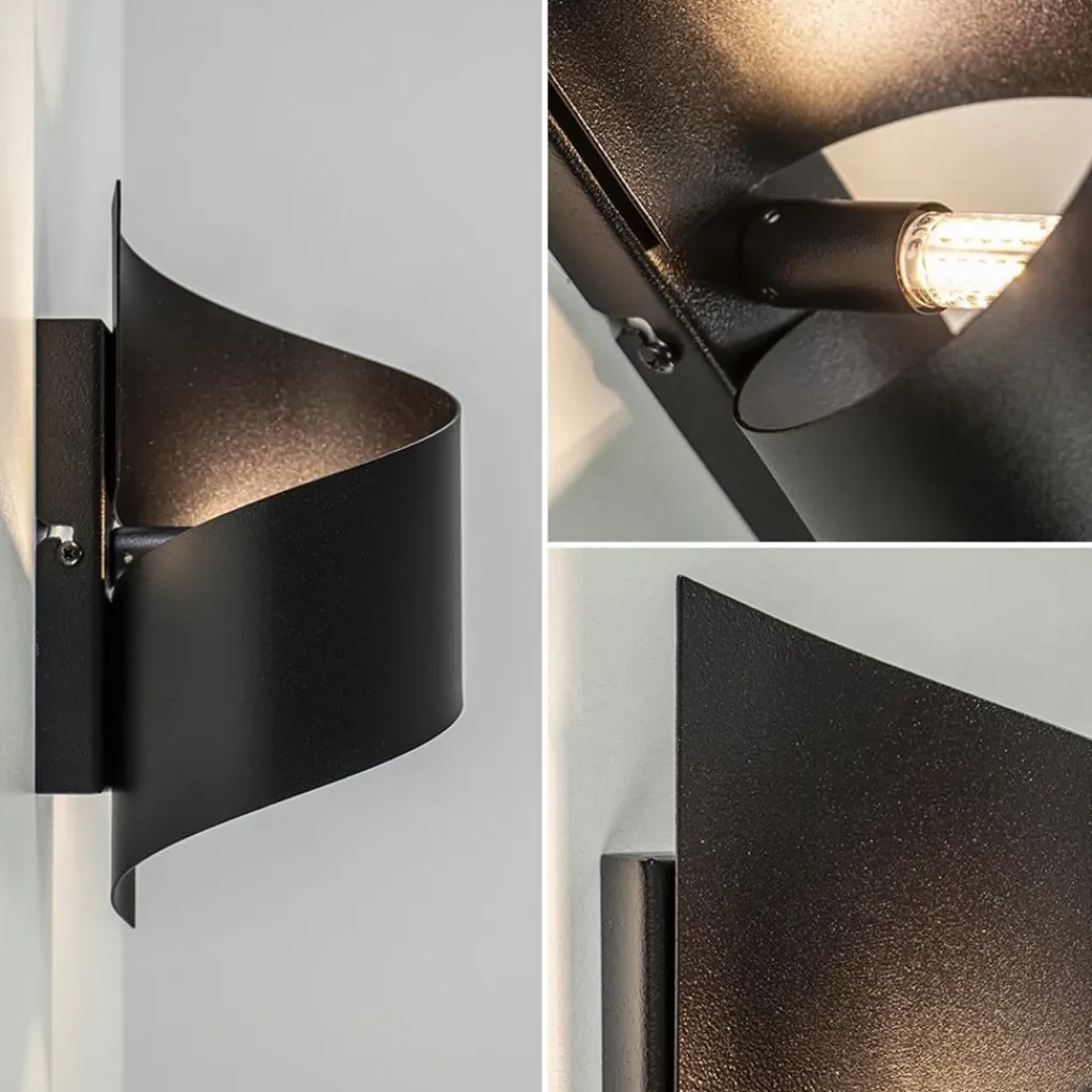 Straluma Mat zwarte wandlamp krul G9> Woonkamerlampen|Slaapkamerlampen