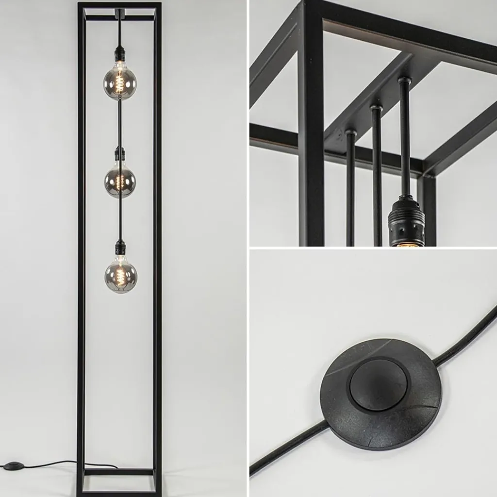 Straluma Metalen design vloerlamp zwart frame rechthoek> Vloerlampen|Design Verlichting