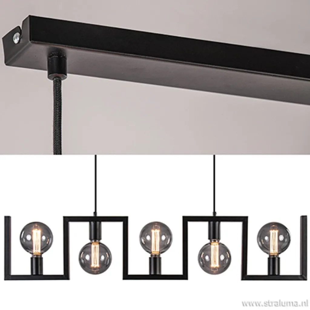 Straluma Metalen eettafel hanglamp zwart frame> Eettafellampen|Pendel Lampen