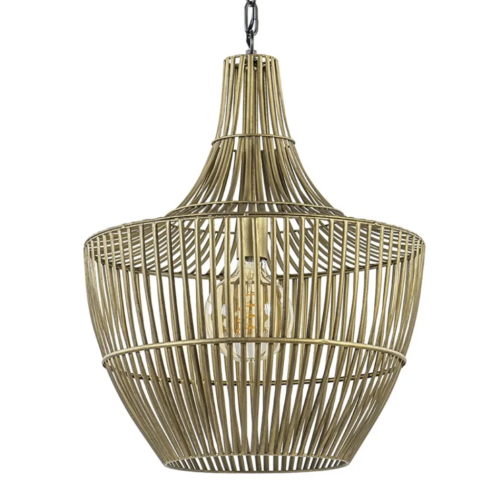 Straluma Metalen hanglamp Stella antiek brons met zwart> Eettafellampen|Light and Living