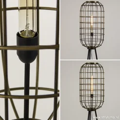 Straluma Metalen kooi vloerlamp oud-brons L&L> Kooilampen|Light and Living