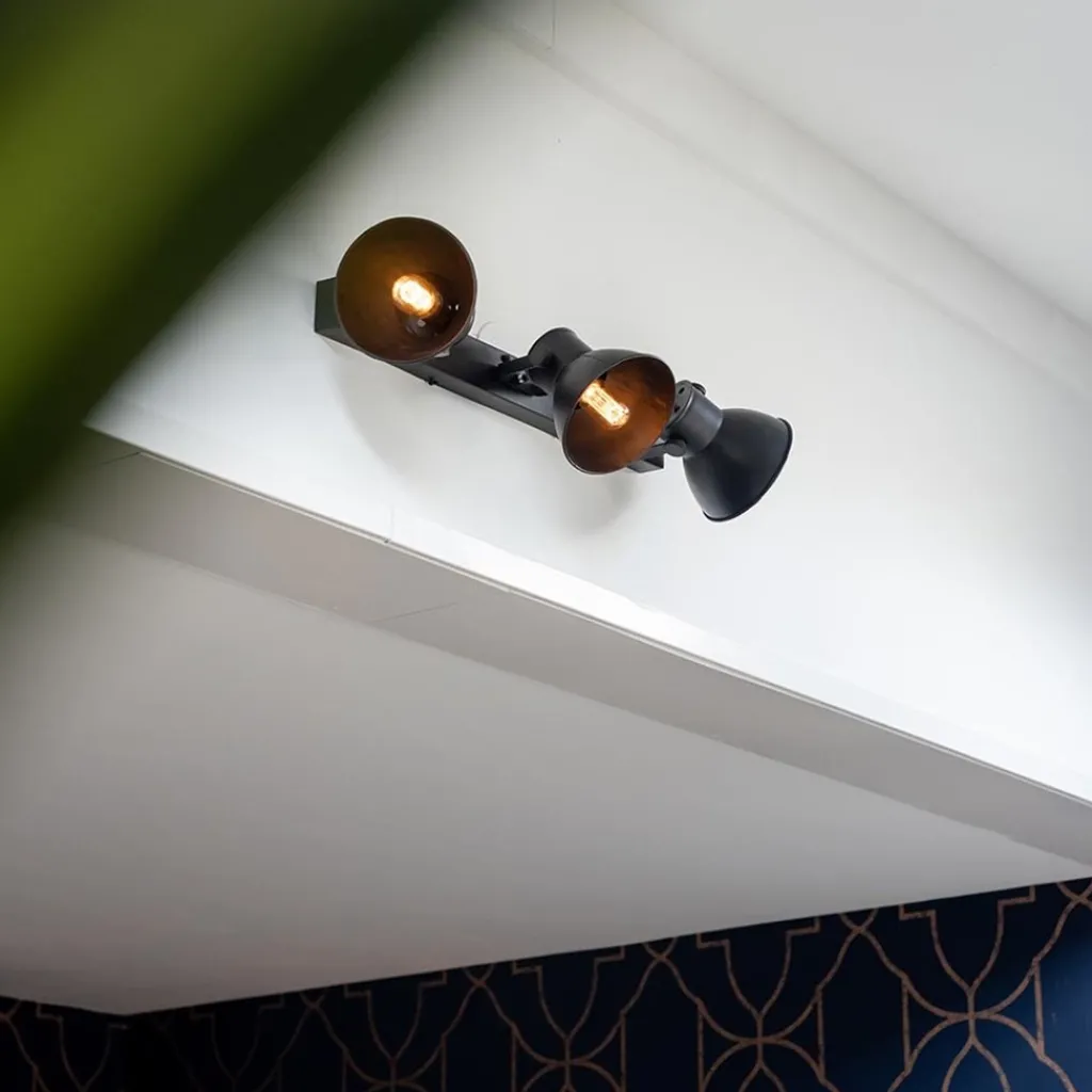 Straluma Metalen 3-lichts plafondlamp ELiano mat zwart> Light and Living|Keukenverlichting