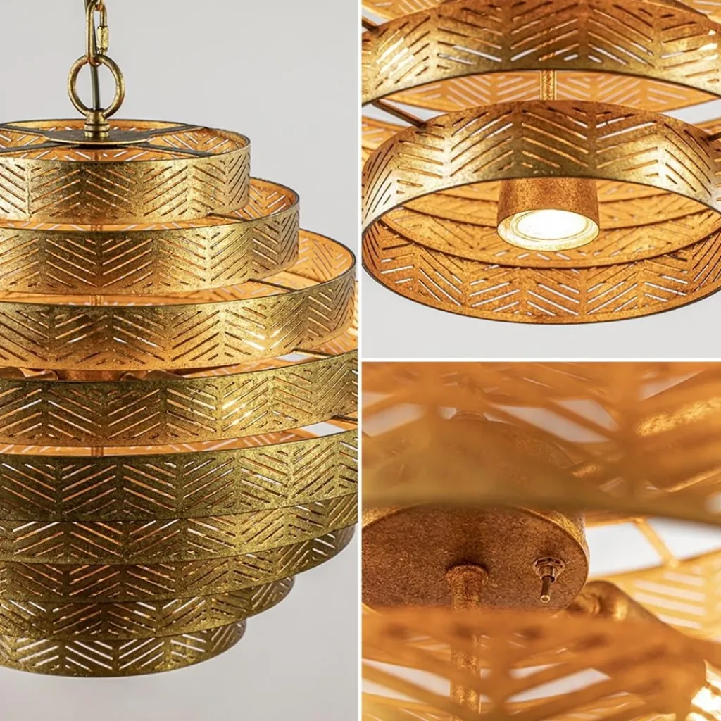 Straluma Metalen robuuste hanglamp ambachtelijk brons rond> Eettafellampen|Kantoorverlichting