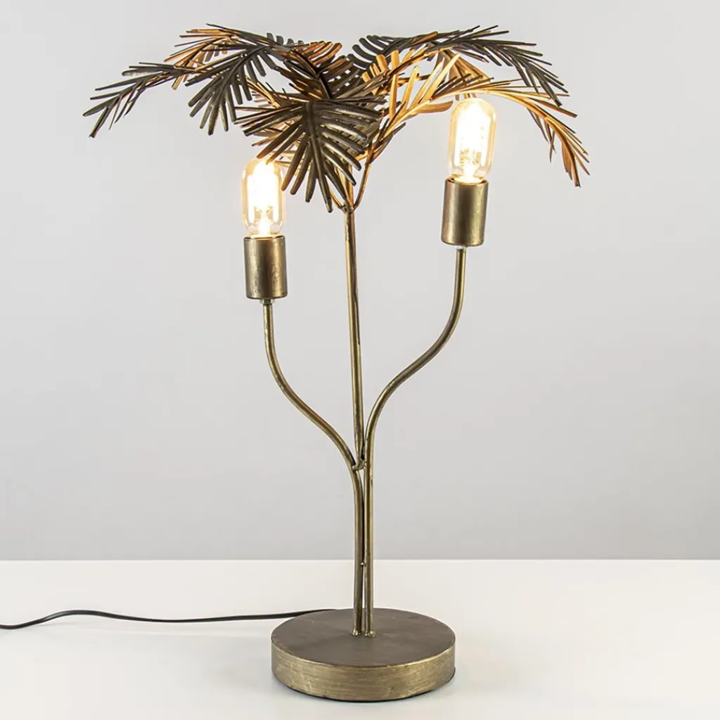 Straluma Metalen tafellamp Palm antiek brons Light and Living> Tafellampen|Light and Living