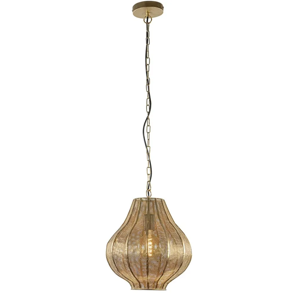 Straluma Micha grote goud hanglamp oosters landelijk Light & Living> Eettafellampen|Light and Living