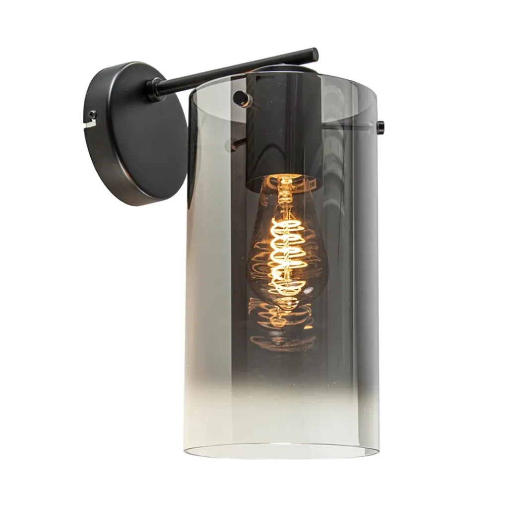 Straluma Modern klassieke wandlamp cilinder met smoke glas> Wandlampen|Klassieke Verlichting