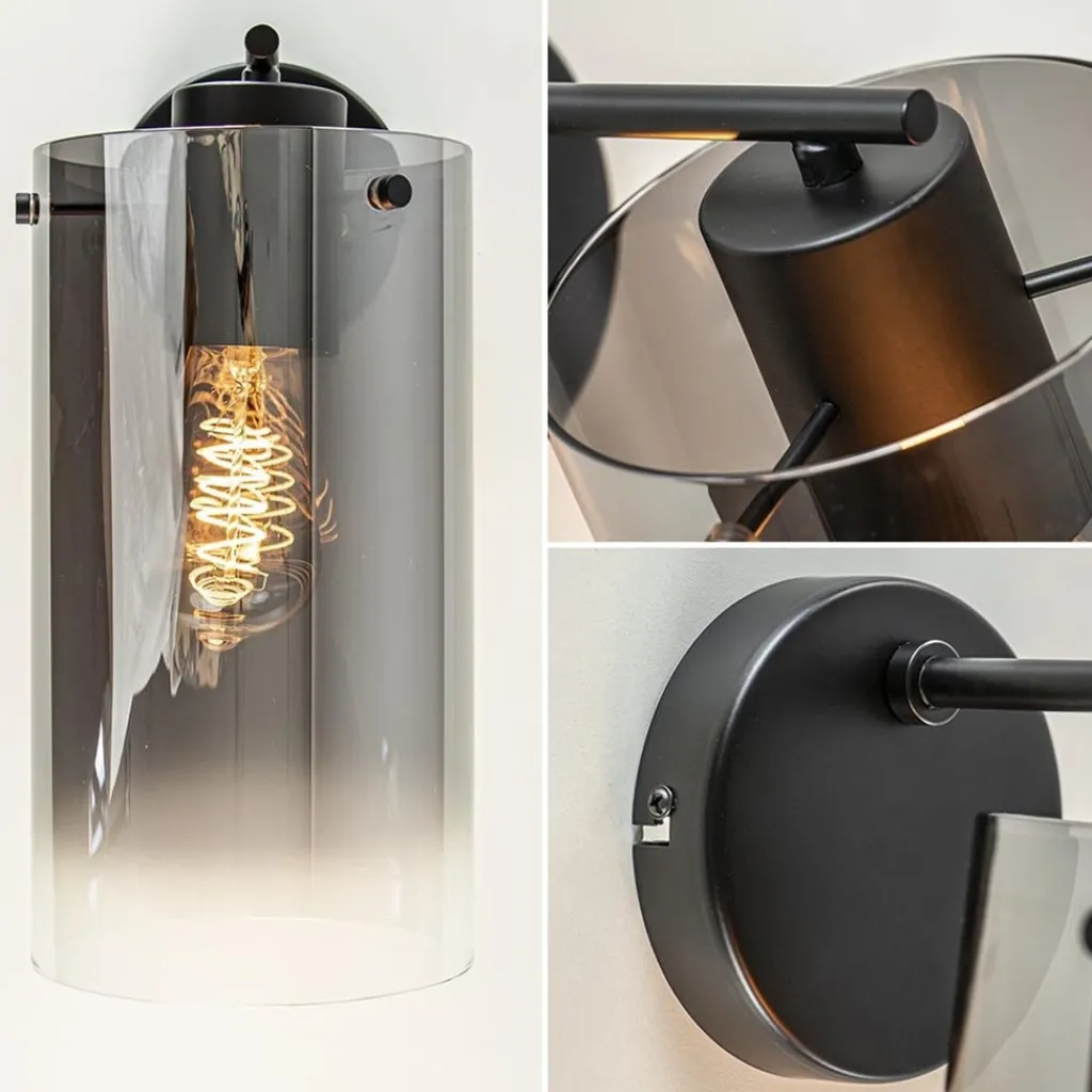 Straluma Modern klassieke wandlamp cilinder met smoke glas> Wandlampen|Klassieke Verlichting