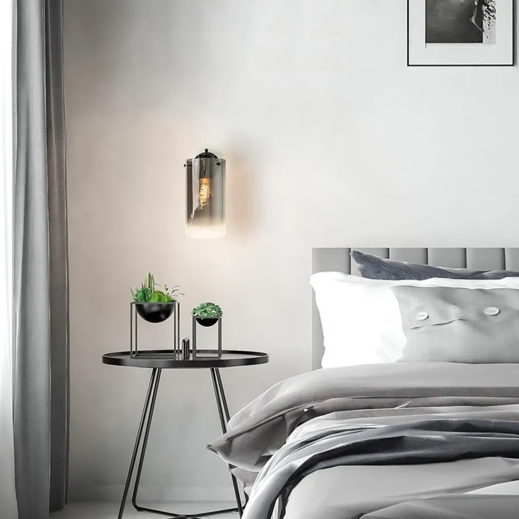 Straluma Modern klassieke wandlamp cilinder met smoke glas> Wandlampen|Klassieke Verlichting