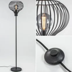 Straluma Modern zwarte vloerlamp met draad kap> Woonkamerlampen|Vloerlampen
