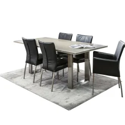 Straluma Moderne armstoel zwart leder met RVS poten><noscript><img width=