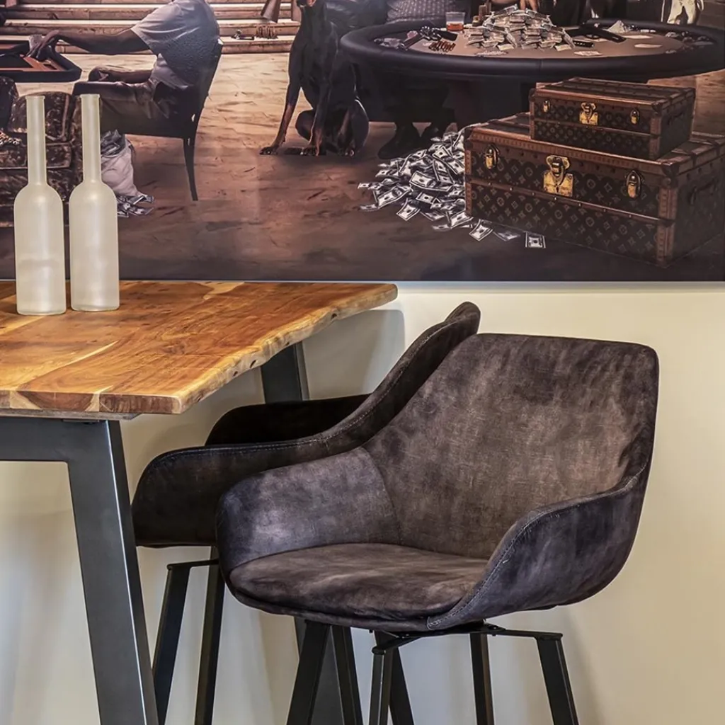 Straluma Moderne barkruk met draaibare zitting velvet antraciet> Barkrukken