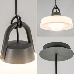 Straluma Moderne buitenlamp hang antraciet met wit IP65></noscript> Hanglampen|Buitenlampen