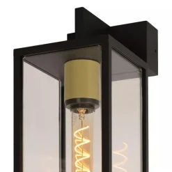 Straluma Moderne buitenlamp rechthoek zwart met goud IP54></noscript> Wandlampen|Buitenlampen