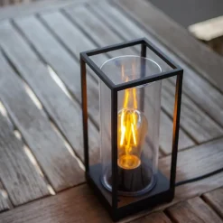 Straluma Moderne buitenlamp tafel zwart aluminium met helder glas><noscript><img width=