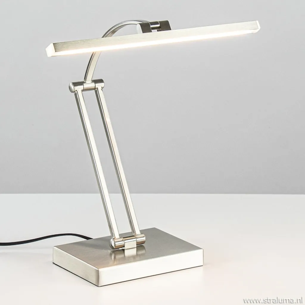 Straluma Moderne bureaulamp nikkel met geïntegreerd LED> Tafellampen|Bureaulampen