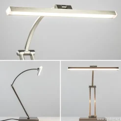 Straluma Moderne bureaulamp nikkel met geïntegreerd LED><noscript><img width=