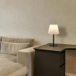 Straluma Moderne design tafellamp zwart met witte glazen kap><noscript><img width=